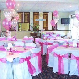 pink themed hall from hire